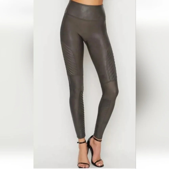 SPANX Faux leather Moto leggings in gun metal Small - Picture 7 of 10